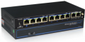 SWITCH 8 PORTE DOWNLINK POE+ 2 PORTE  GIGABIT UPLINK 10/100/1000 Mbps - FINO A 120W, FUNZIONAMENTO NETWORK O TVCC (dist. 250m), CASE METALLICO