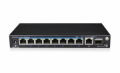 SWITCH 8 PORTE POE 10/100/1000Mbps + 1 PORTE UPLINK 10/100/1000Mbps + 1 PORTE UPLINK 10/100/1000Mbps FIBRA - FINO A 120W, MOD. STD 100m, CASE METALLICO.