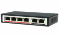 SWITCH 10/100Mbits, 4 PORTE POE (65W) 802.3af/at, 2 PORTE UPLINK 10/100Mbits, DESKTOP, FINO 250m